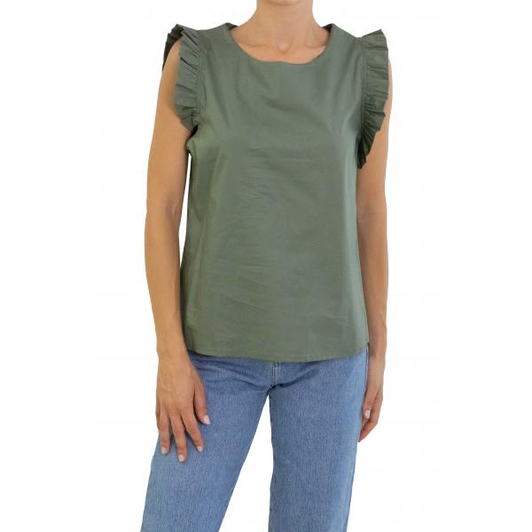 T shirt con rouge tinta unita 